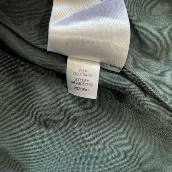 VINCE Women's  Silk Mandarin Collar Button Down Shirt XL Green Belt Pockets - Picture 10 of 10